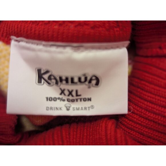 Kahlua XXL Red & Yellow Ugly Christmas Sweater 100% Cotton With Festive Glasses - Picture 4 of 5